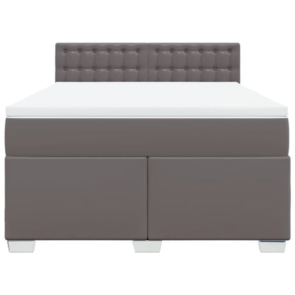 Box Spring Bed with Mattress Grey 160x200 cm Faux Leather