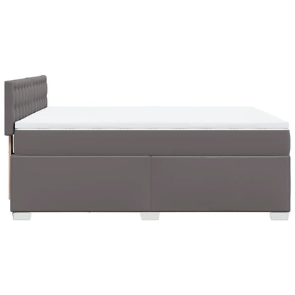 Box Spring Bed with Mattress Grey 160x200 cm Faux Leather