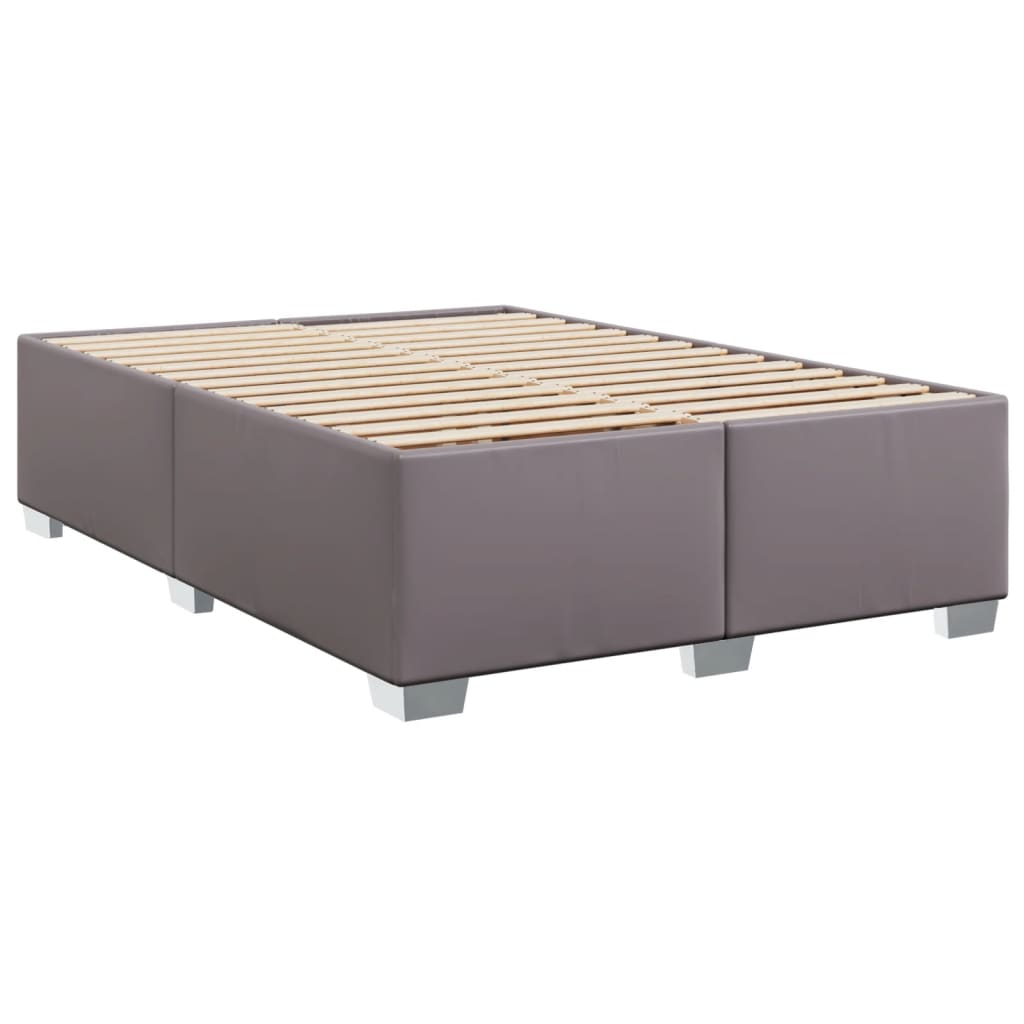 Box Spring Bed with Mattress Grey 160x200 cm Faux Leather