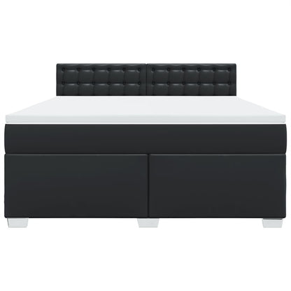 Box Spring Bed with Mattress Black 180x200 cm Faux Leather