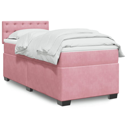 Box Spring Bed with Mattress Pink 90x190 cm Velvet