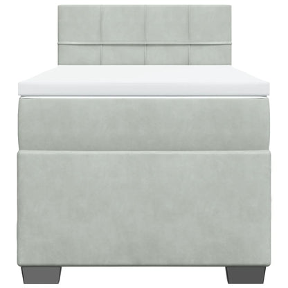 Box Spring Bed with Mattress Light Grey 90x190 cm Velvet