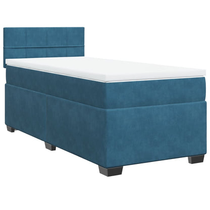 Box Spring Bed with Mattress Dark Blue 90x190 cm Velvet