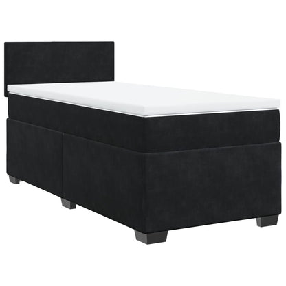 Box Spring Bed with Mattress Black 90x200 cm Velvet