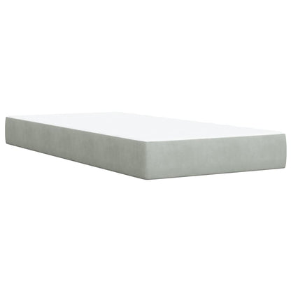 Box Spring Bed with Mattress Light Grey 90x200 cm Velvet