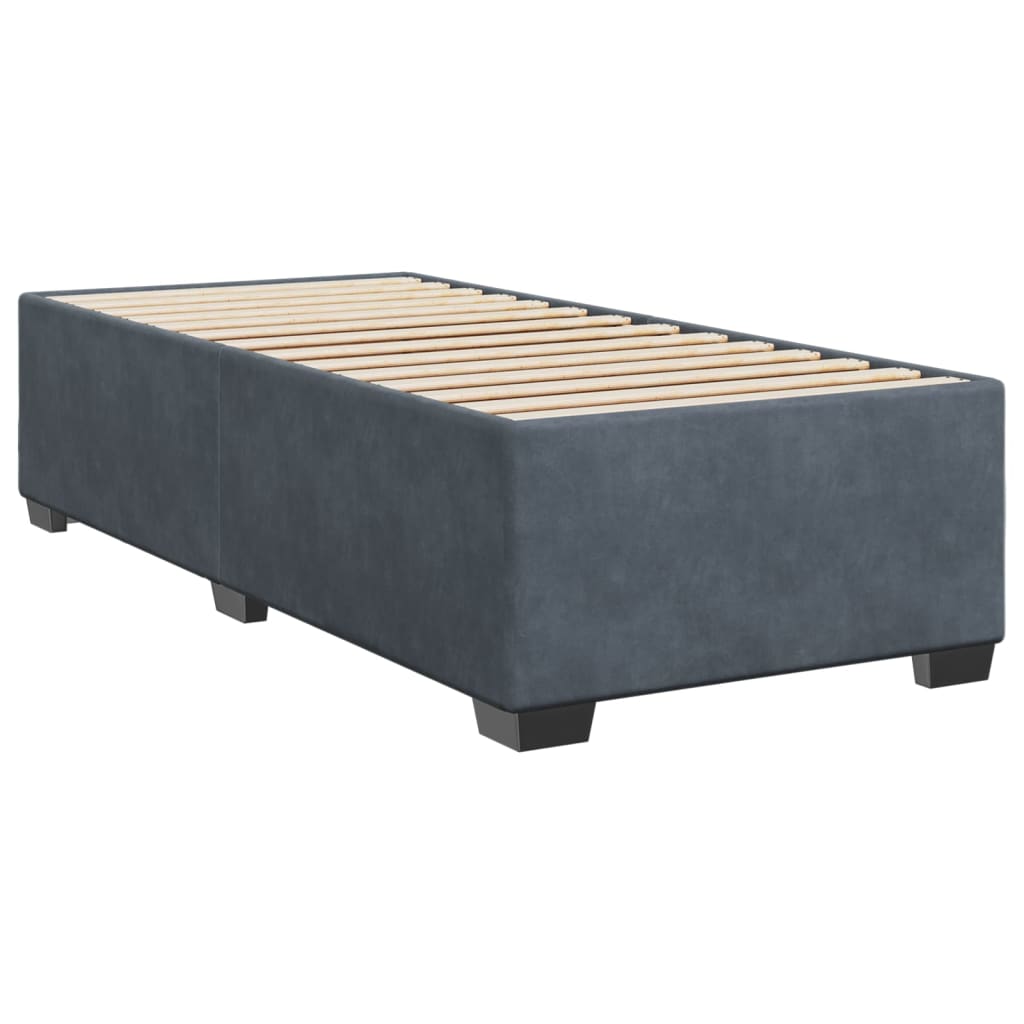 Box Spring Bed with Mattress Dark Grey 90x200 cm Velvet