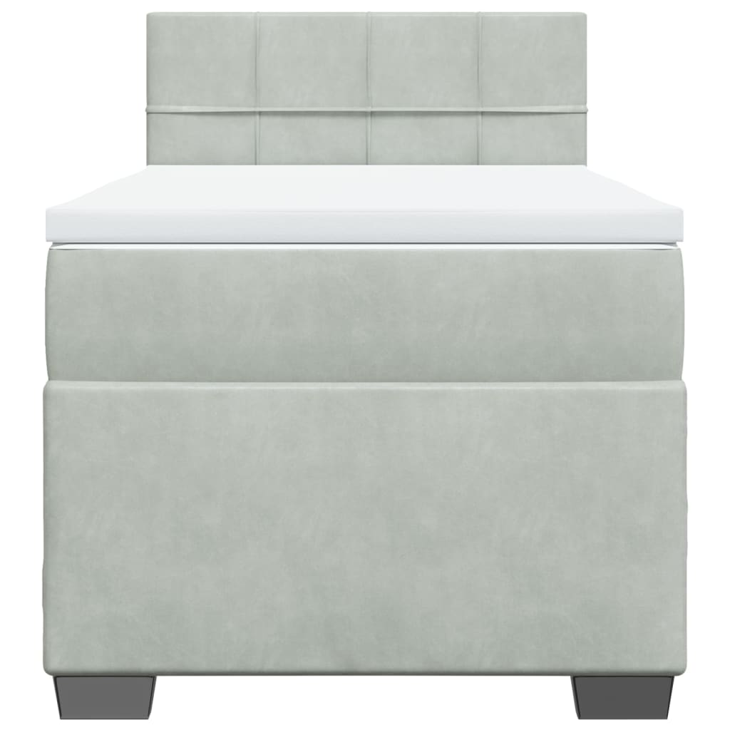 Box Spring Bed with Mattress Light Grey 90x200 cm Velvet