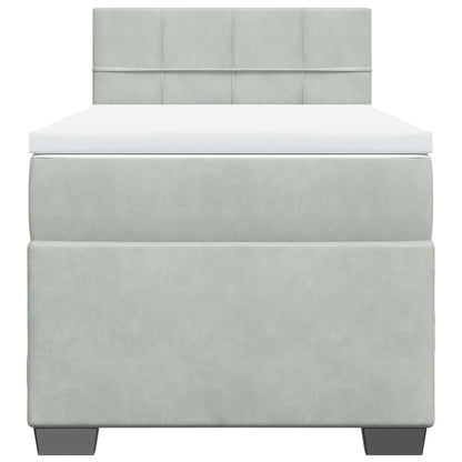Box Spring Bed with Mattress Light Grey 90x200 cm Velvet