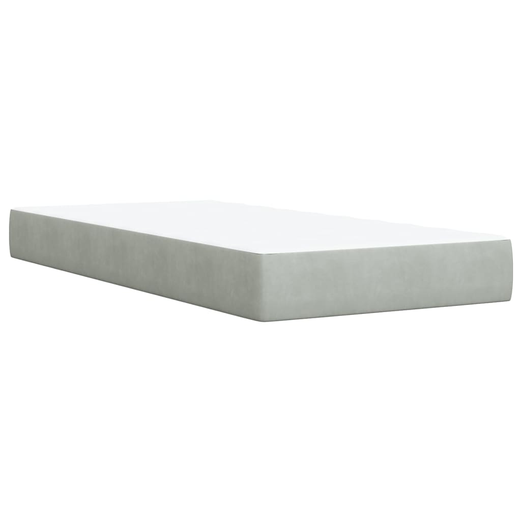 Box Spring Bed with Mattress Light Grey 100x200 cm Velvet