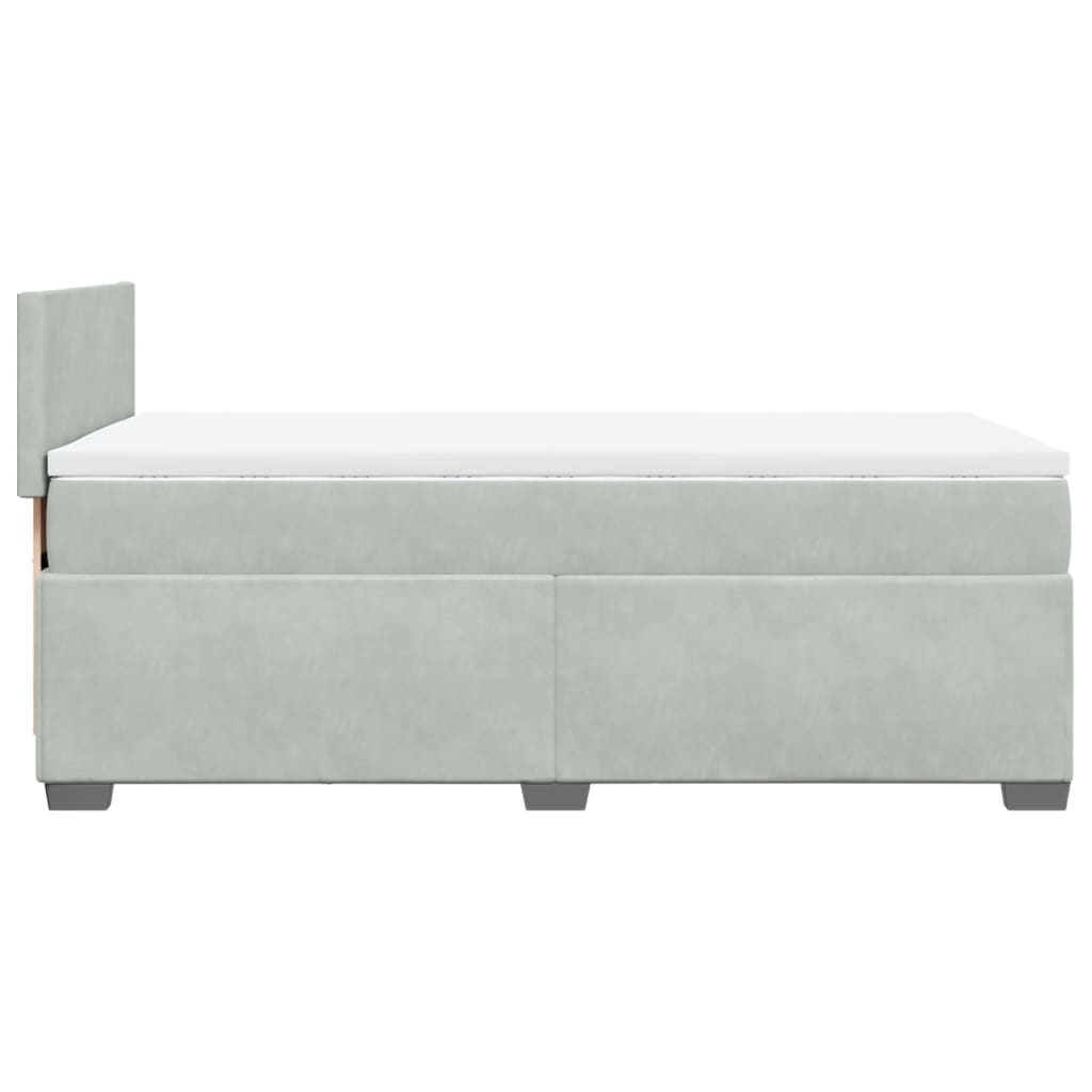 Box Spring Bed with Mattress Light Grey 100x200 cm Velvet
