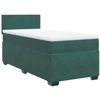 Box Spring Bed with Mattress Dark Green 100x200 cm Velvet