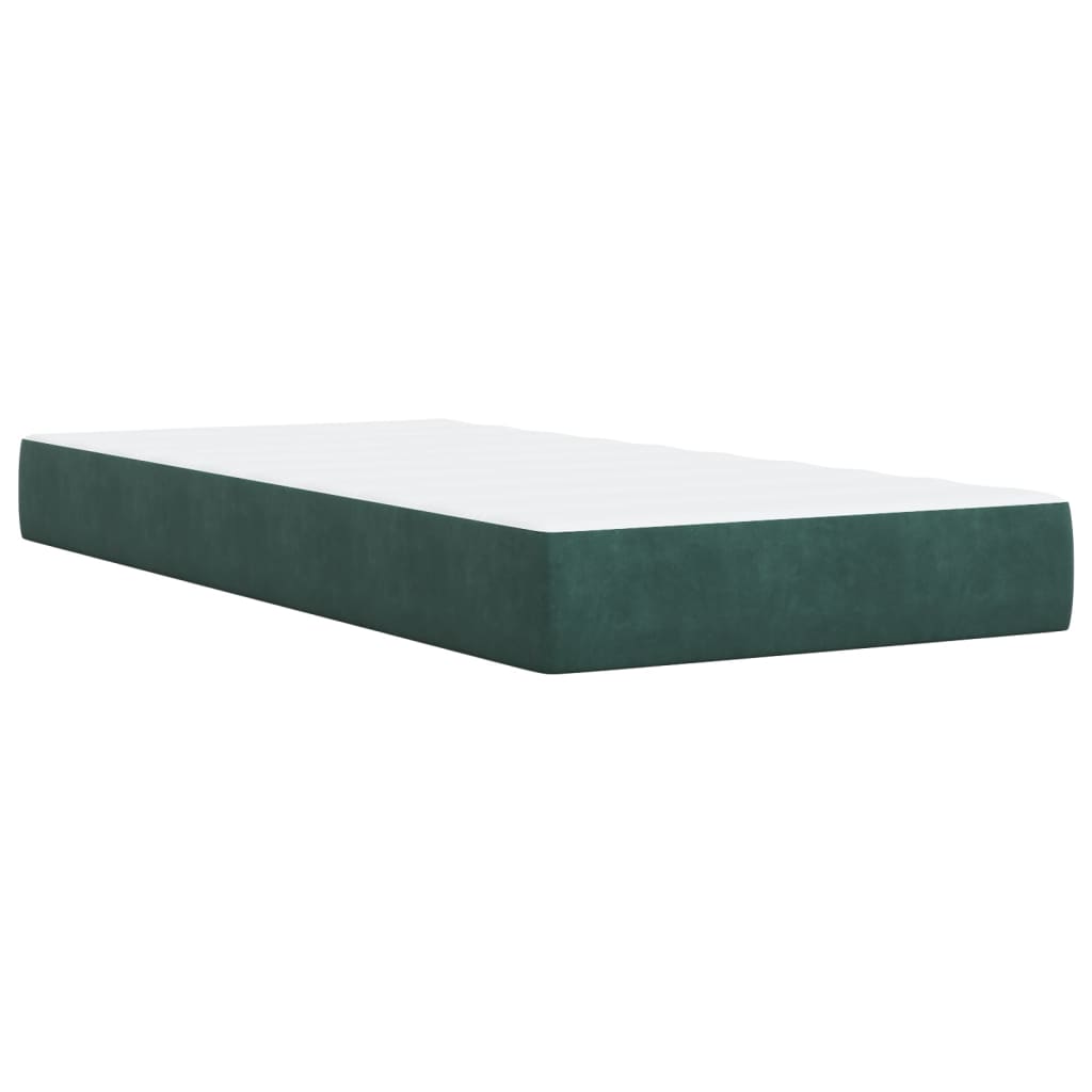 Box Spring Bed with Mattress Dark Green 100x200 cm Velvet