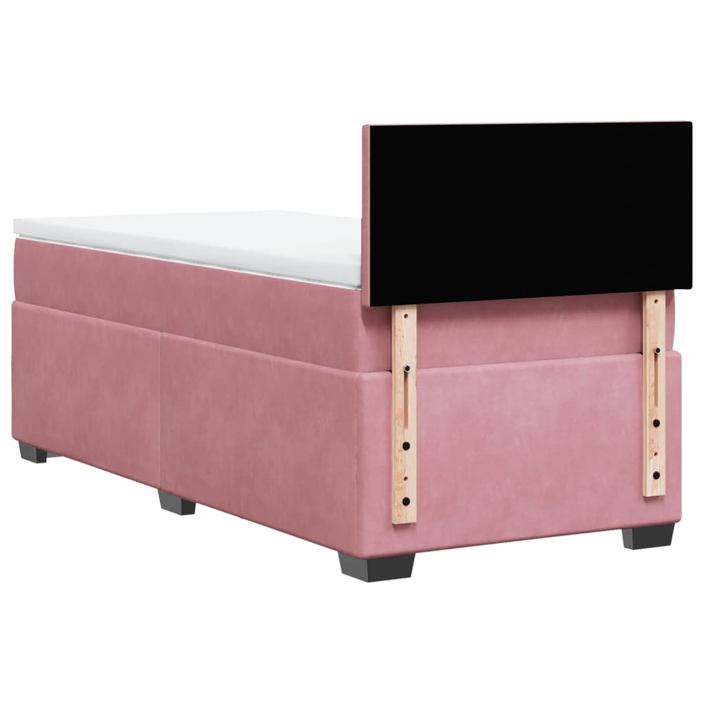 Box Spring Bed with Mattress Pink 100x200 cm Velvet