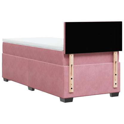 Box Spring Bed with Mattress Pink 100x200 cm Velvet