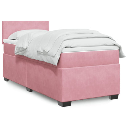 Box Spring Bed with Mattress Pink 100x200 cm Velvet