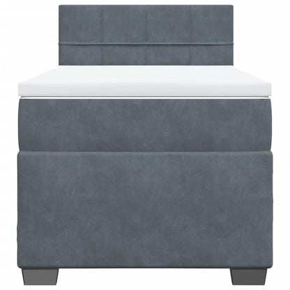 Box Spring Bed with Mattress Dark Grey 100x200 cm Velvet
