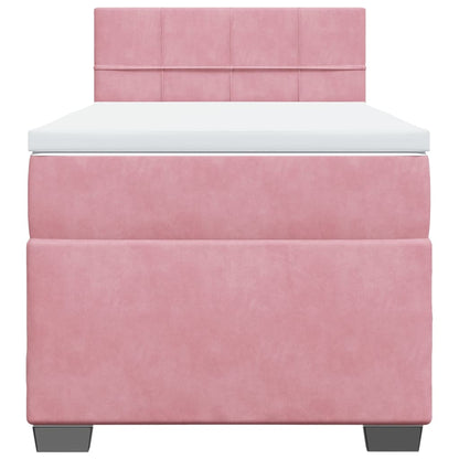 Box Spring Bed with Mattress Pink 100x200 cm Velvet