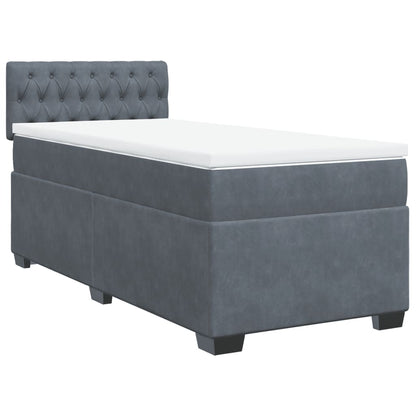 Box Spring Bed with Mattress Dark Grey 100x200 cm Velvet