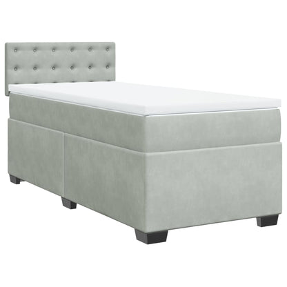 Box Spring Bed with Mattress Light Grey 100x200 cm Velvet