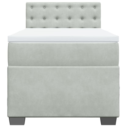 Box Spring Bed with Mattress Light Grey 100x200 cm Velvet