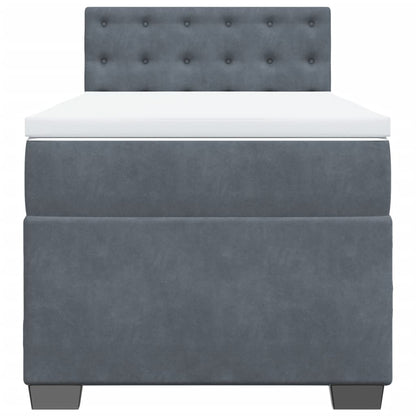 Box Spring Bed with Mattress Dark Grey 100x200 cm Velvet