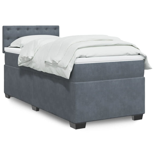 Box Spring Bed with Mattress Dark Grey 100x200 cm Velvet