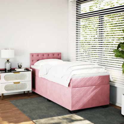 Box Spring Bed with Mattress Pink 100x200 cm Velvet