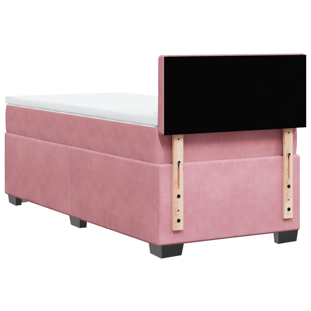 Box Spring Bed with Mattress Pink 100x200 cm Velvet