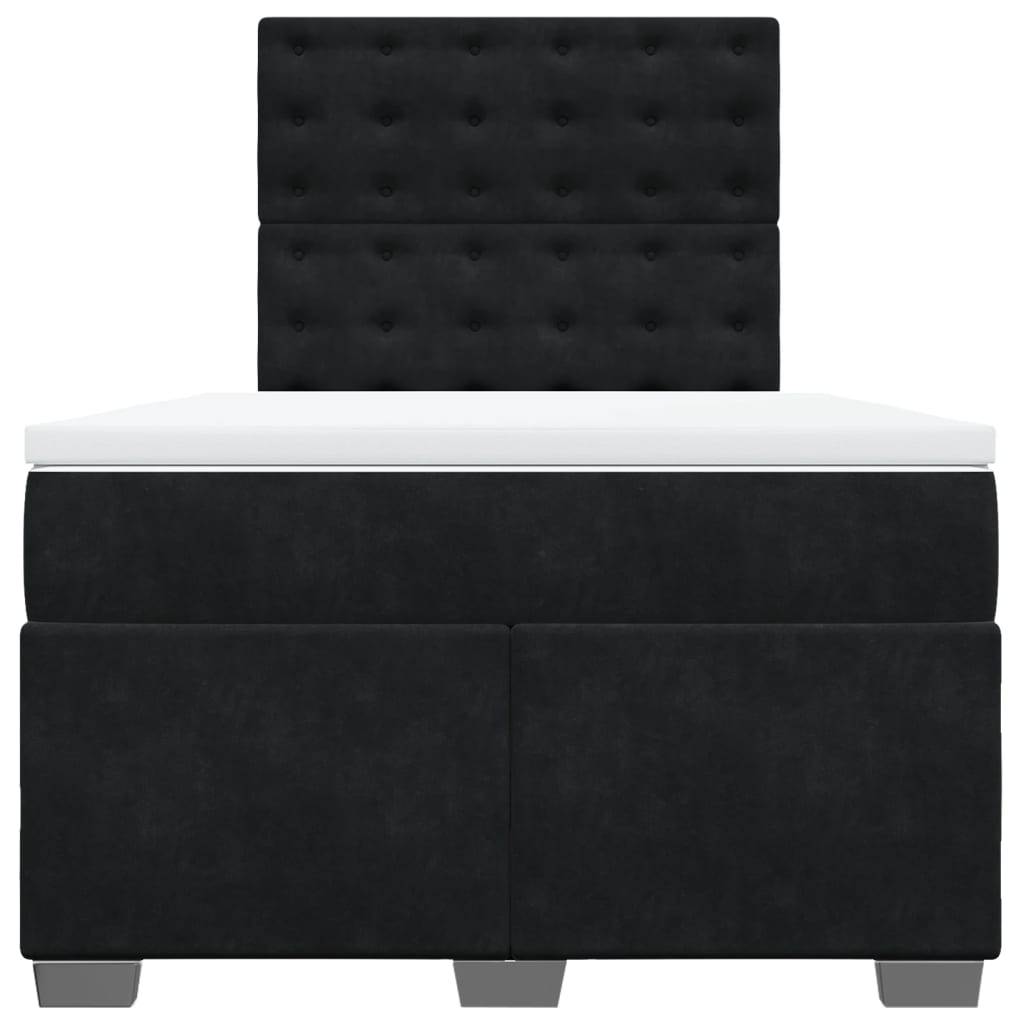 Box Spring Bed with Mattress Black 120x190 cm Small Double Velvet