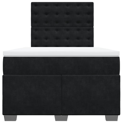 Box Spring Bed with Mattress Black 120x190 cm Small Double Velvet