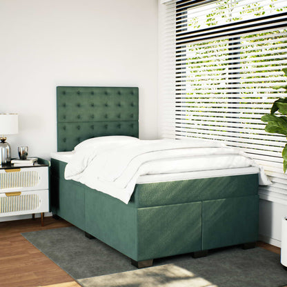 Box Spring Bed with Mattress Dark Green 120x190 cm Small Double Velvet