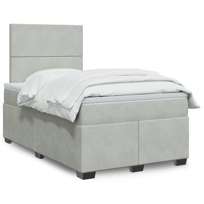 Box Spring Bed with Mattress Light Grey 120x200 cm Velvet