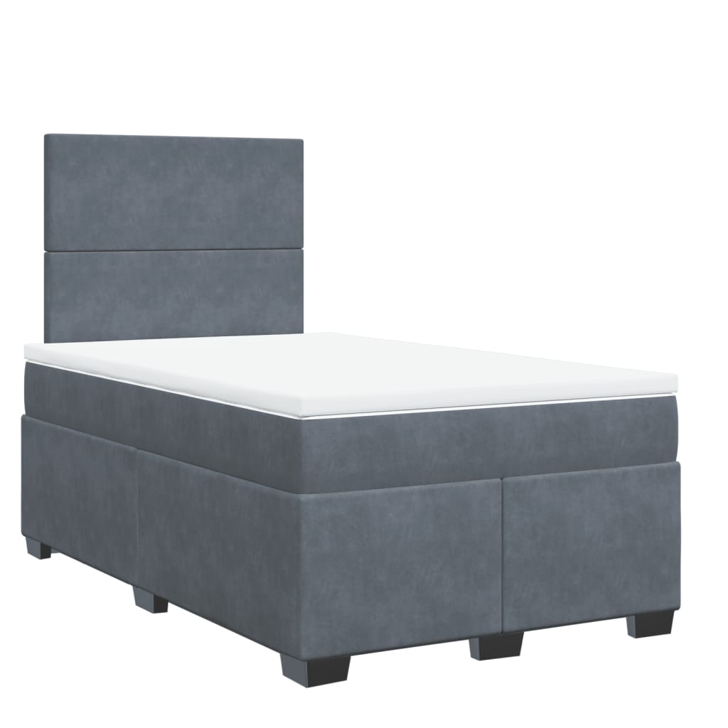 Box Spring Bed with Mattress Dark Grey 120x200 cm Velvet
