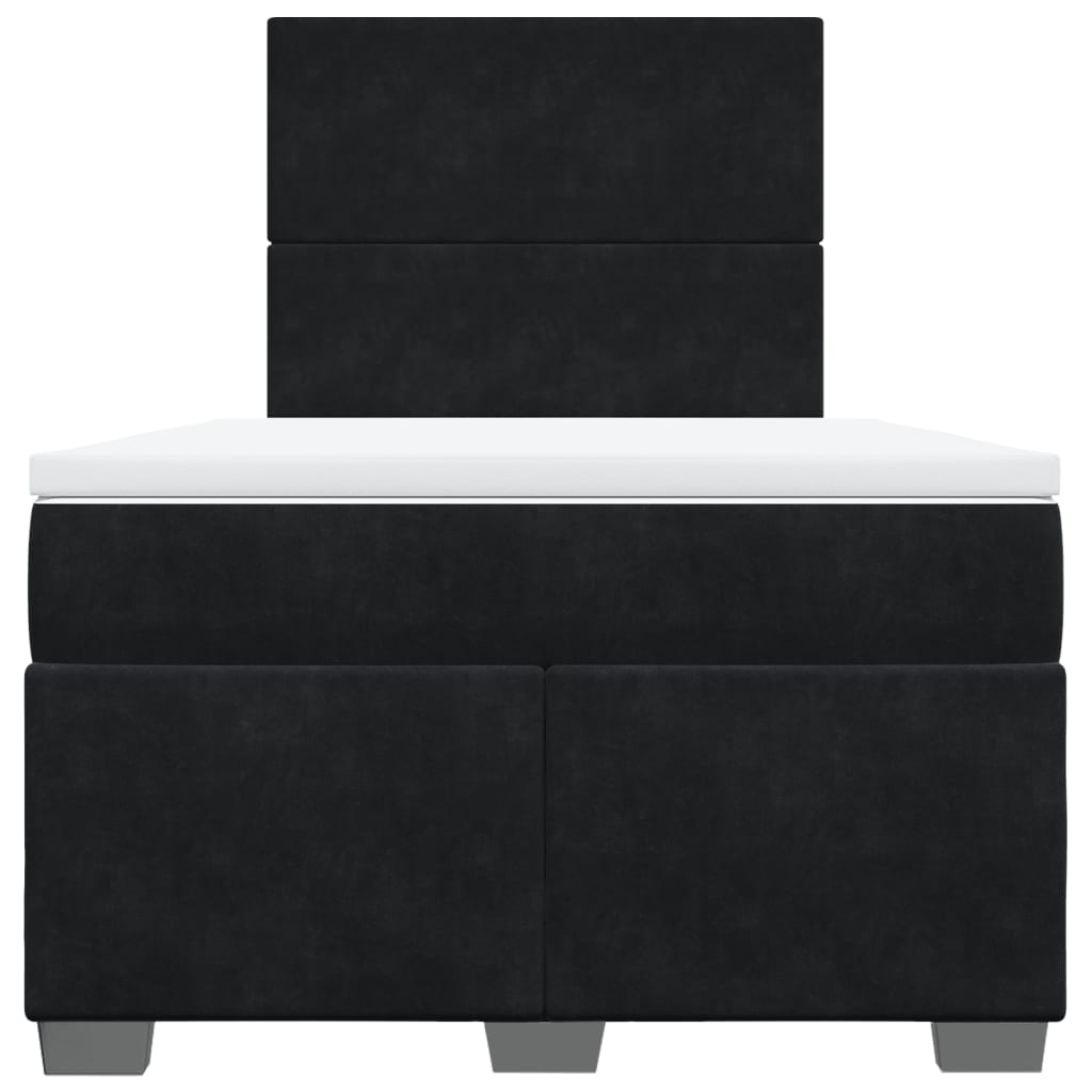 Box Spring Bed with Mattress Black 120x200 cm Velvet
