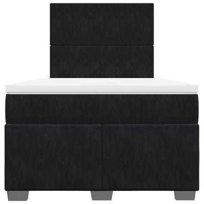 Box Spring Bed with Mattress Black 120x200 cm Velvet