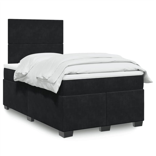 Box Spring Bed with Mattress Black 120x200 cm Velvet