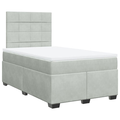 Box Spring Bed with Mattress Light Grey 120x200 cm Velvet