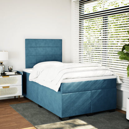 Box Spring Bed with Mattress Blue 120x200 cm Velvet