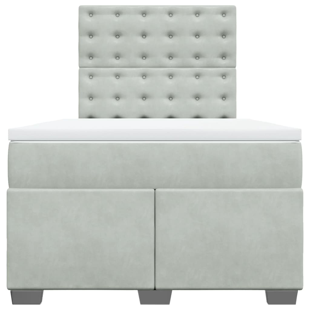 Box Spring Bed with Mattress Light Grey 120x200 cm Velvet