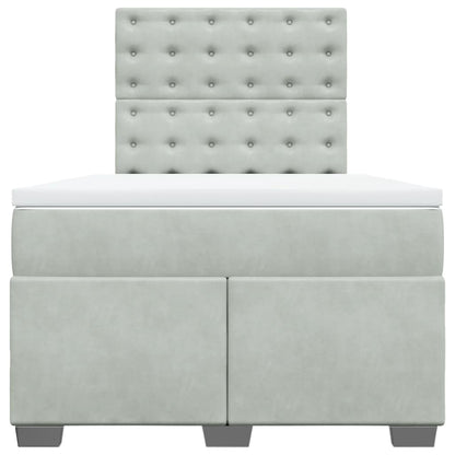 Box Spring Bed with Mattress Light Grey 120x200 cm Velvet