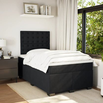 Box Spring Bed with Mattress Black 120x200 cm Velvet