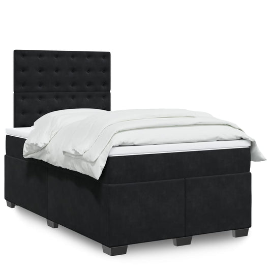 Box Spring Bed with Mattress Black 120x200 cm Velvet