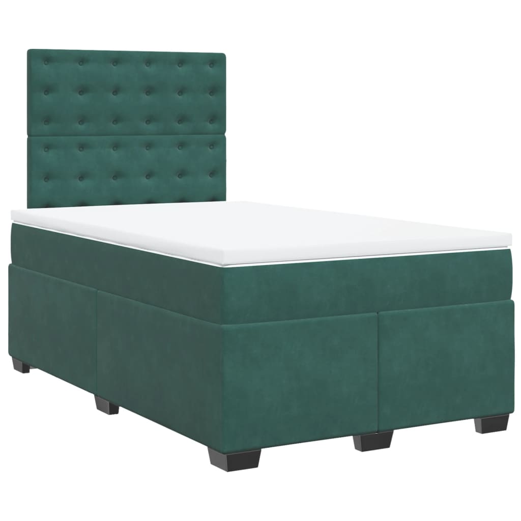 Box Spring Bed with Mattress Dark Green 120x200 cm Velvet