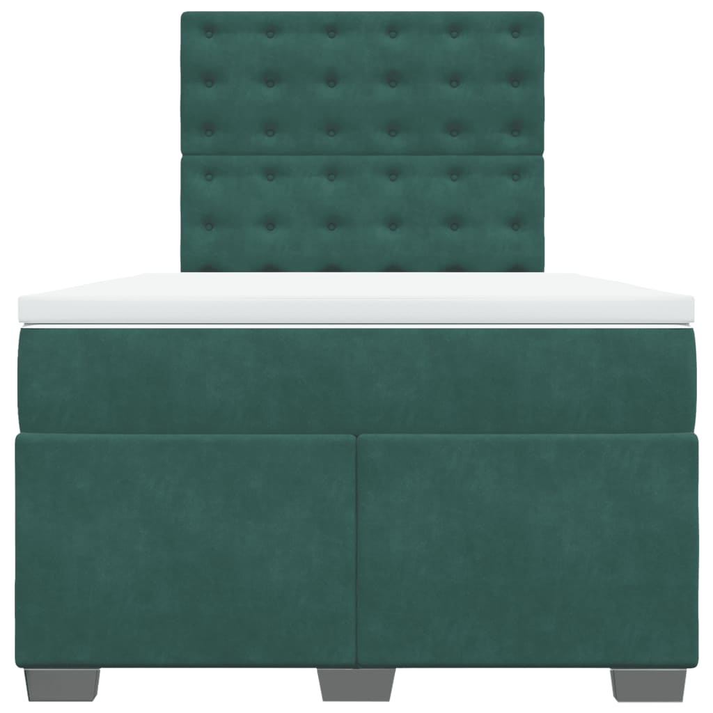 Box Spring Bed with Mattress Dark Green 120x200 cm Velvet