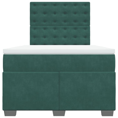 Box Spring Bed with Mattress Dark Green 120x200 cm Velvet