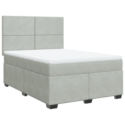 Box Spring Bed with Mattress Light Grey 140x190 cm Velvet
