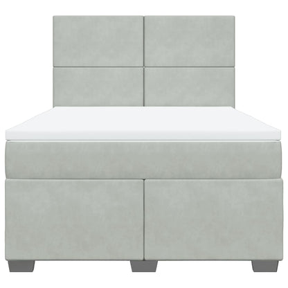 Box Spring Bed with Mattress Light Grey 140x190 cm Velvet