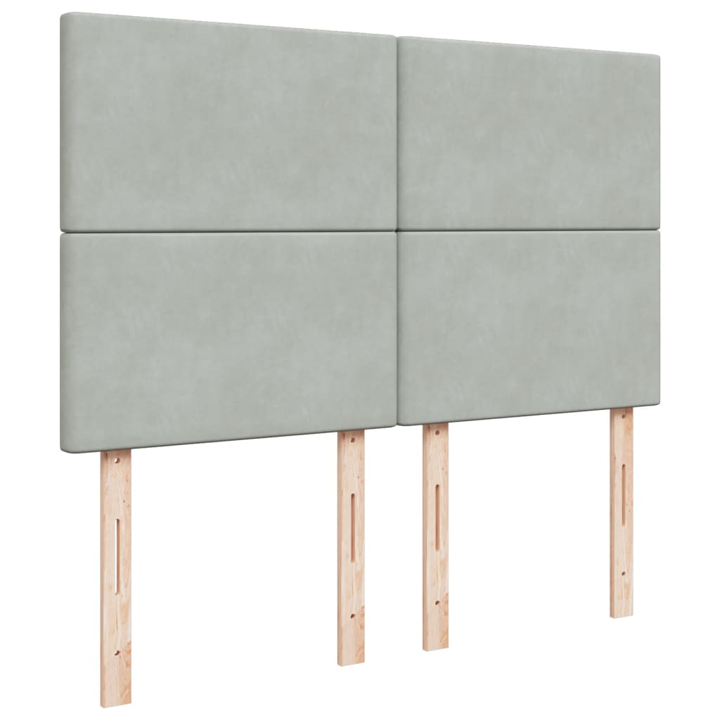 Box Spring Bed with Mattress Light Grey 140x190 cm Velvet