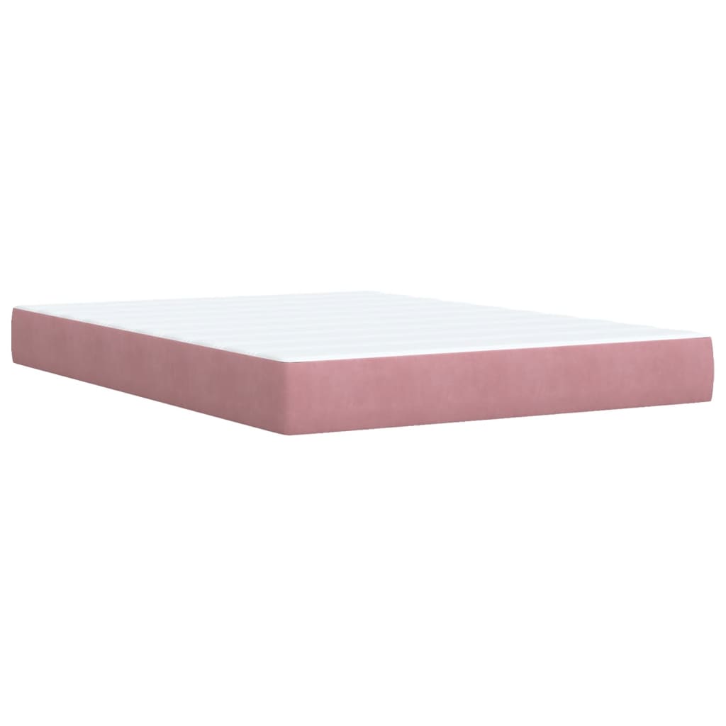 Box Spring Bed with Mattress Pink 140x190 cm Velvet