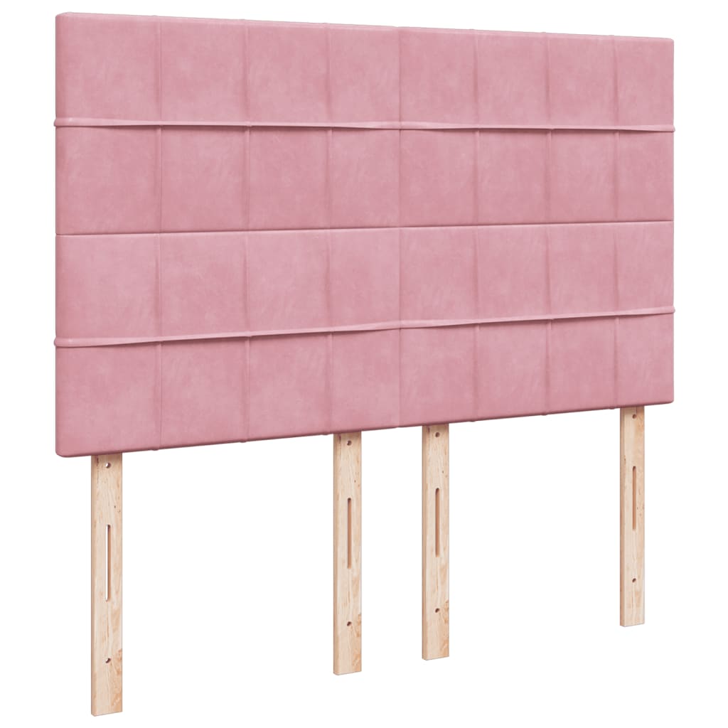 Box Spring Bed with Mattress Pink 140x190 cm Velvet